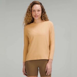 Lululemon Back In Action Long Sleeve Shirt Size 12 Beige (Chest-44'')